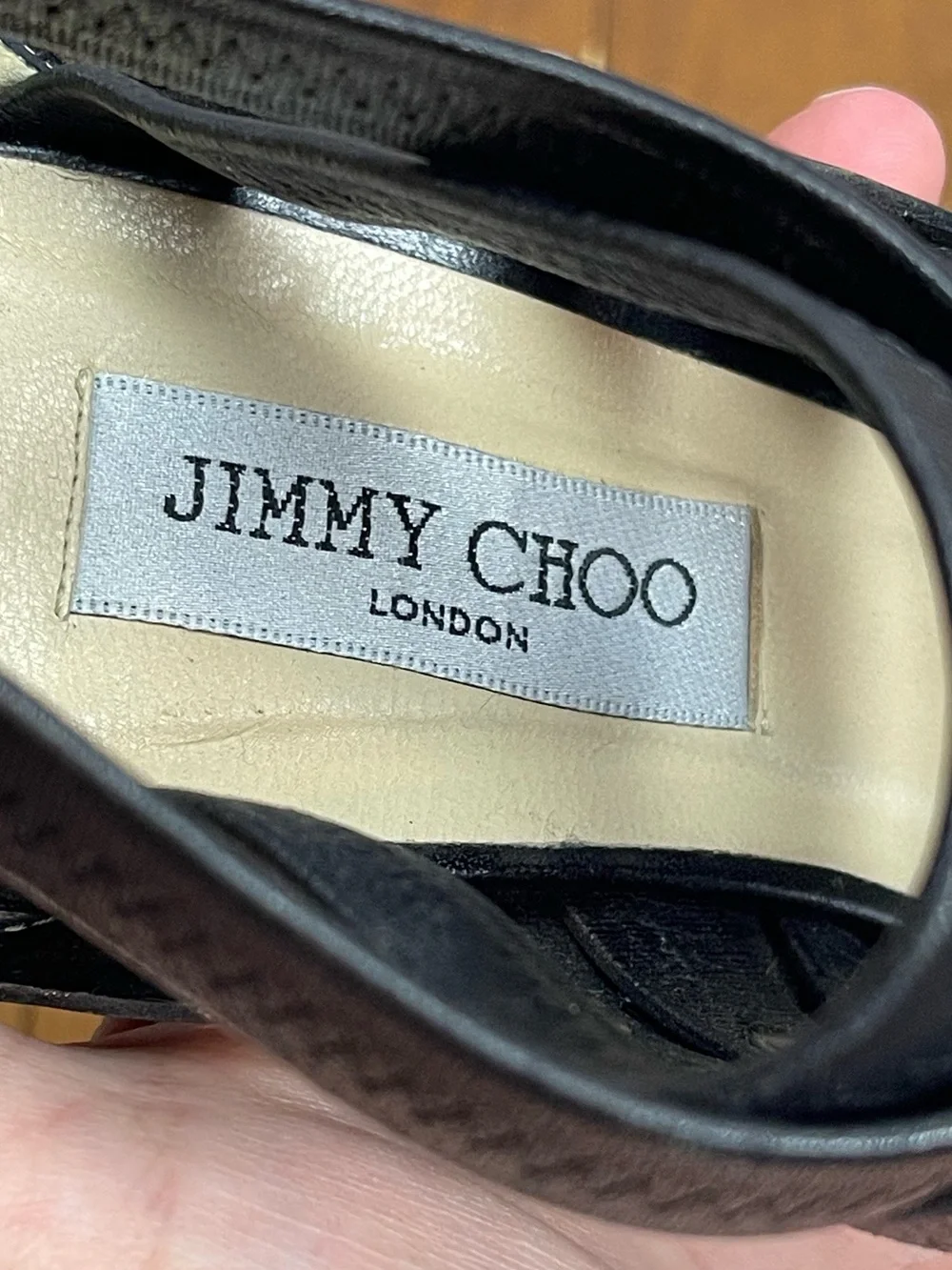 Jimmy Choo black strappy gladiator stilettos size 39.5